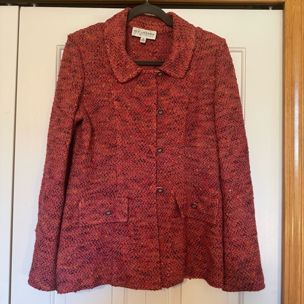 St. John Chic Pink and Orange Tweed Jacket - Picture 1 of 11